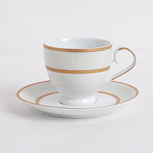 Golden Oasis Cup & Saucer Set (12 Pcs)